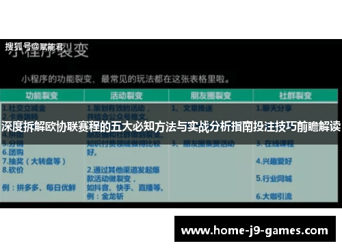 深度拆解欧协联赛程的五大必知方法与实战分析指南投注技巧前瞻解读 深度拆解欧协联赛程的五大必知方法与实战分析指南投注技巧前瞻解读